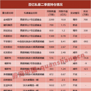 2019年中報高毅、淡水泉、重陽、景林重倉股有哪些