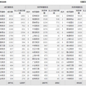 1月21日滬深300股指期權(quán)3月份合約（IO2103）持倉一覽表