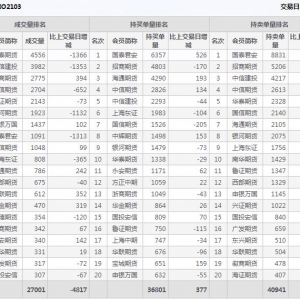 2月2日滬深300股指期權3月份合約（IO2103）持倉一覽表