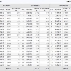 2021年2月9日滬深300股指期貨03月份合約（IF2103）持倉一覽表