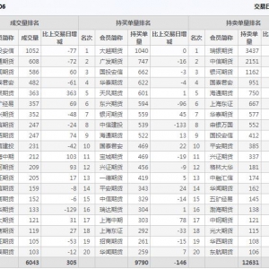 2021年2月9日IH上證50股指期貨06月份合約（IH2106）持倉一覽表