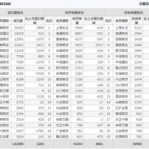 2月9日滬深300股指期權2月份合約（IO2102）持倉一覽表