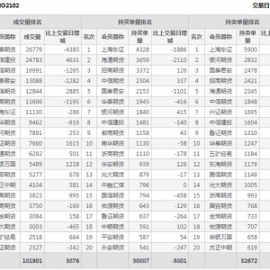 2月18日滬深300股指期權2月份合約（IO2102）持倉一覽表