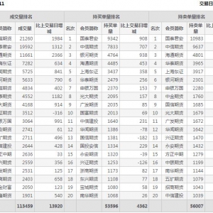 2022年10月28日滬深300股指期貨11月份合約（IF2211）持倉一覽表