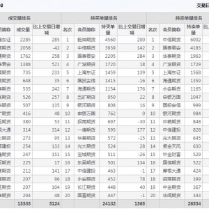 2022年10月28日滬深300股指期貨03月份合約（IF2303）持倉一覽表