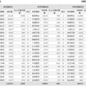 2022年10月31日滬深300股指期貨11月份合約（IF2211）持倉一覽表