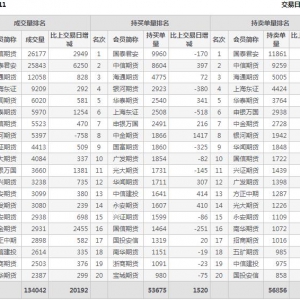 2022年11月1日滬深300股指期貨11月份合約（IF2211）持倉一覽表