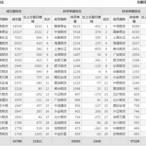 2022年11月1日IH上證50股指期貨11月份合約（IH2211）持倉一覽表