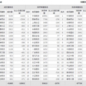 2022年11月7日滬深300股指期貨12月份合約（IF2212）持倉一覽表