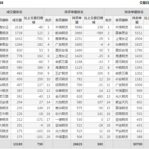 2022年11月8日滬深300股指期貨03月份合約（IF2303）持倉一覽表