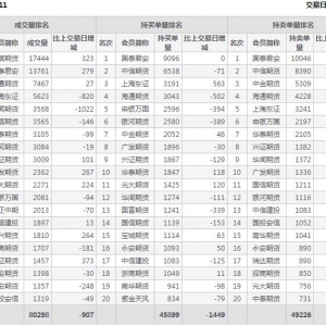 2022年11月9日滬深300股指期貨11月份合約（IF2211）持倉一覽表