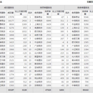 2022年11月10日滬深300股指期貨11月份合約（IF2211）持倉一覽表