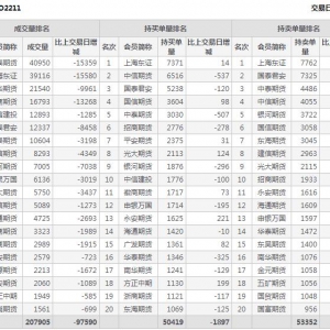 2022年11月14日滬深300股指期權(quán)11月份合約（IO2211）持倉(cāng)一覽表